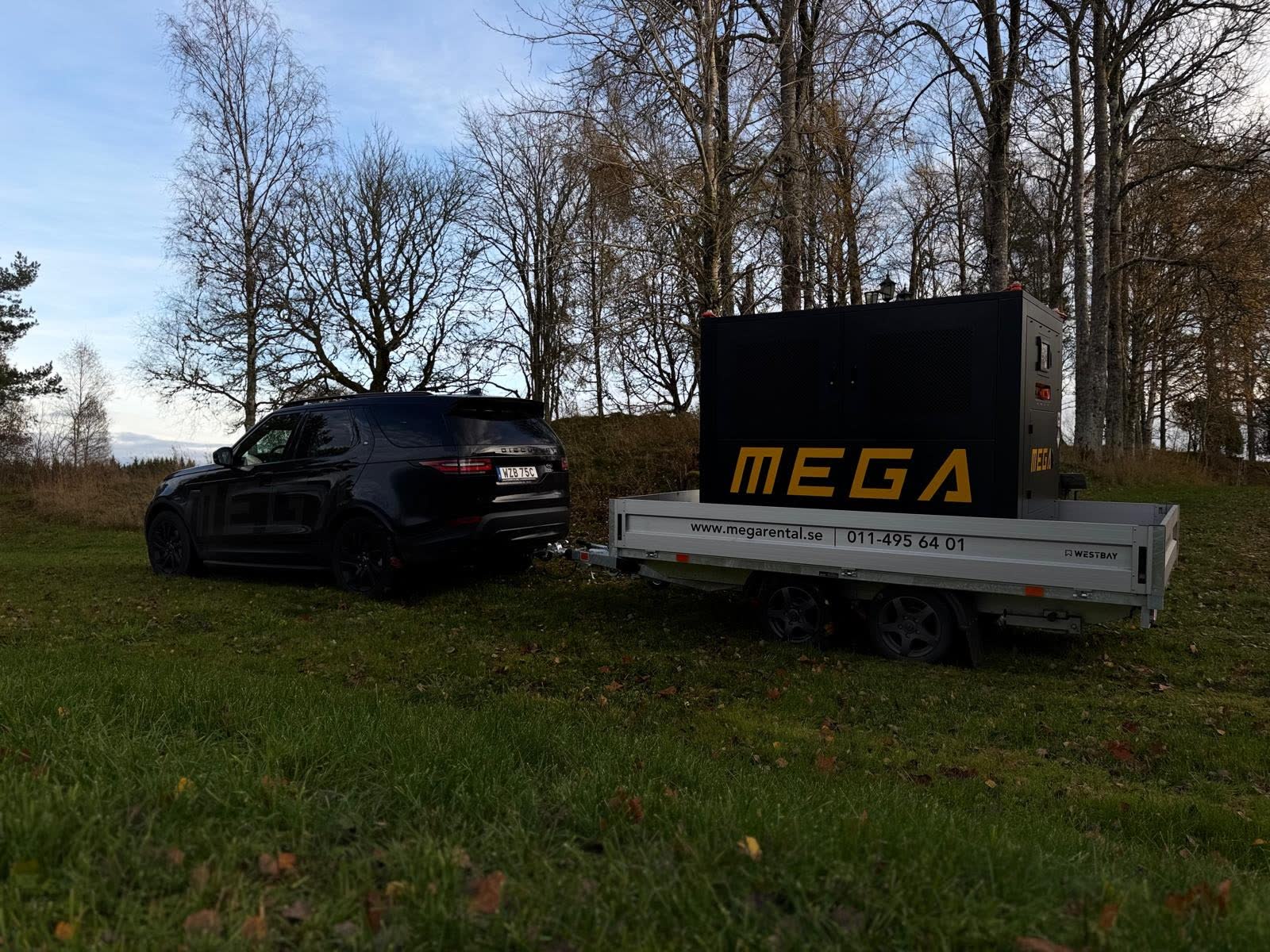 Mobilt batterisystem från Mega Rental vid ett byggprojekt